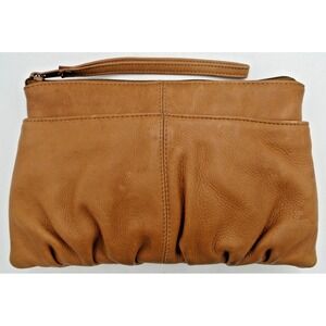 Levi Strauss & Co Genuine Leather Vtg 80s Zip Wristlet Strap Golden Tan‎